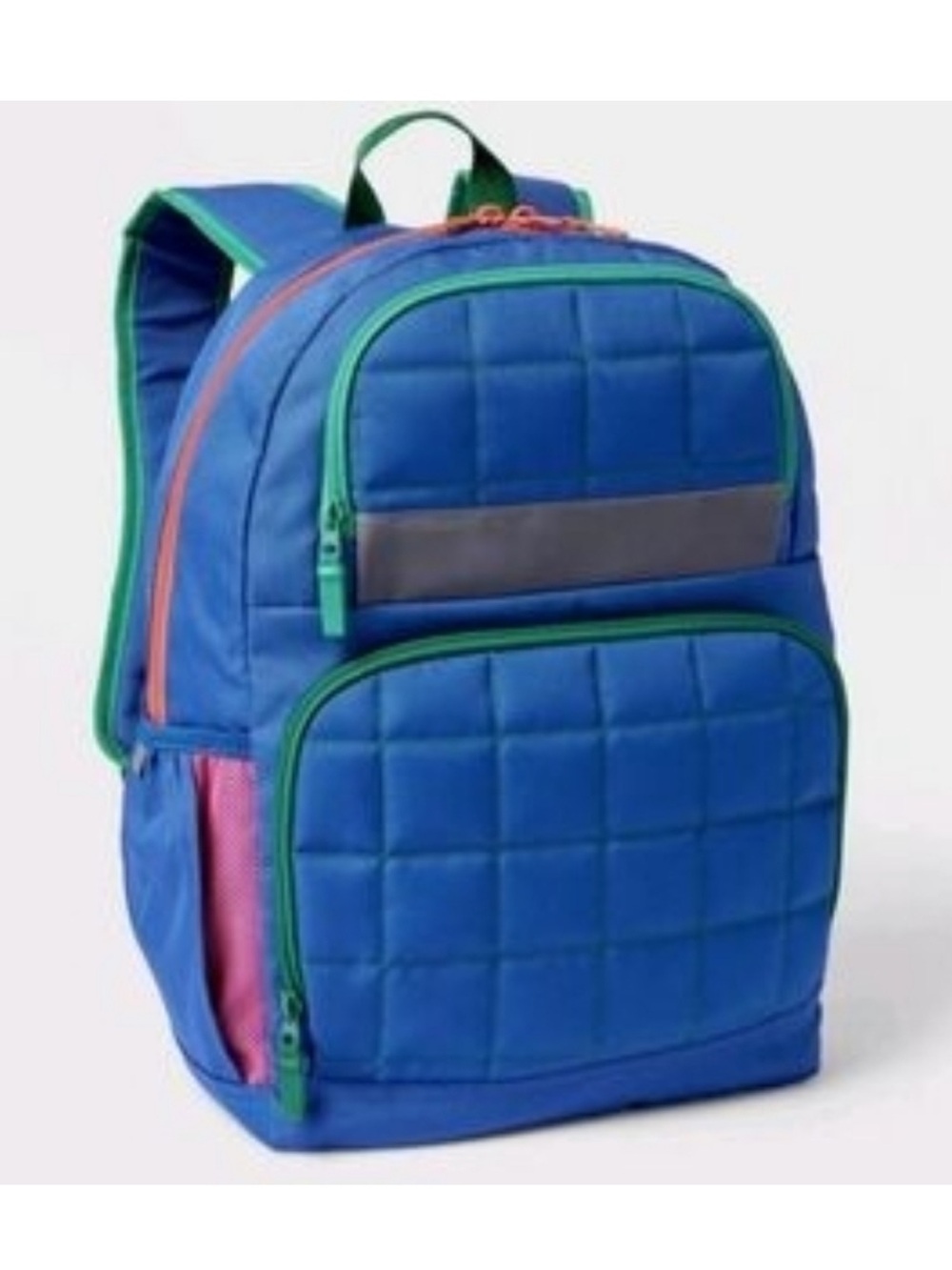 Cat & Jack Blue Quilted Kids Backpack with Green Trim